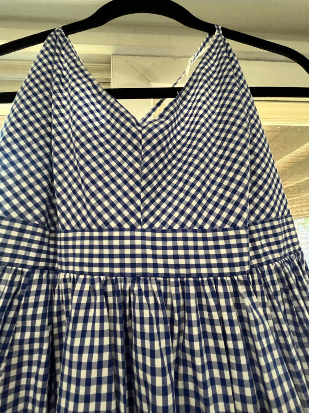 J. Crew Navy and White Gingham V-Neck Maxi Dress - Picture 2 of 7